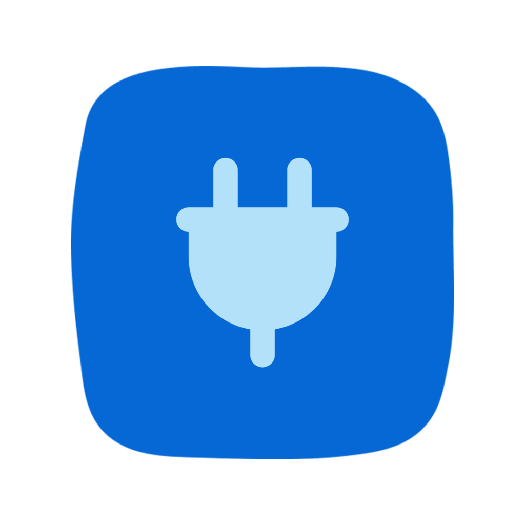 An icon showing a plug to represent database integrations.